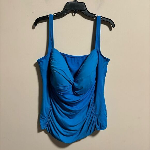 La Blanca Island Goddess Over The Shoulder Sweetheart Tankini Blue Plus Size 22W - Picture 3 of 10